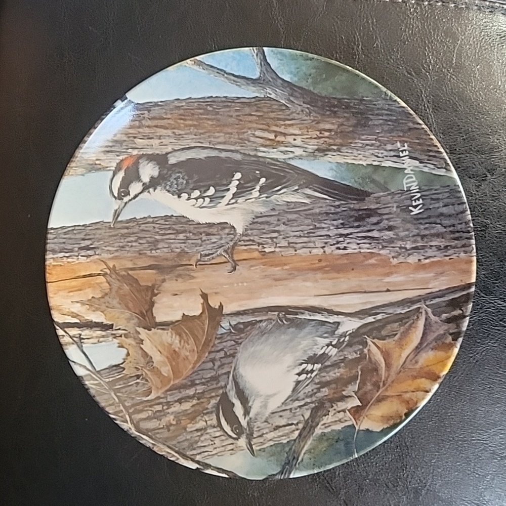 Vintage 1987 Edwin M Knowles, The Downy Woodpecker, Collector Plate